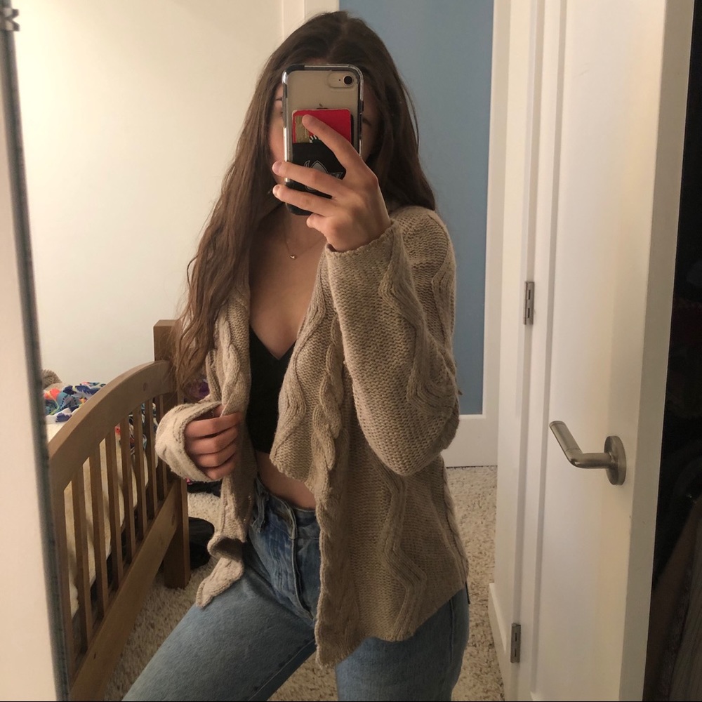 Tan cardigan